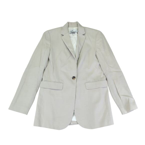 Zara‎ Single Button Blazer Jacket Notched Collar Long Line Women's XS Oversized - Picture 1 of 10
